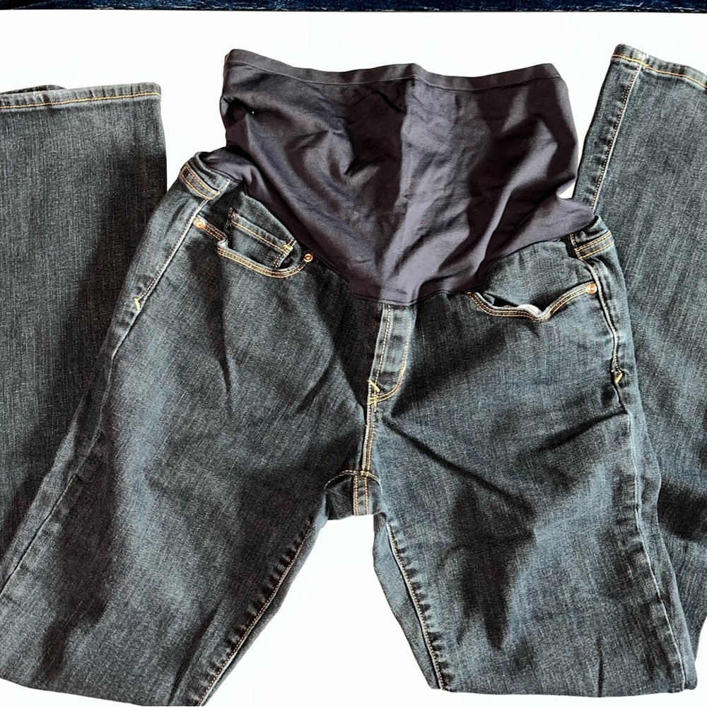 Stylish Maternity Jeans with stretch blue  Waistband  size 29/8 USA  boot cut